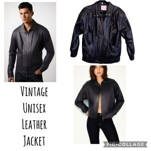 Vintage Leather Jacket John Weitz bomber jacket unisex 
Men’s women’s 90s